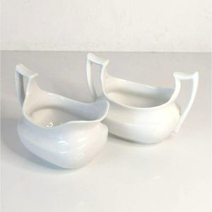 Vintage Paul Muller Selb Bavaria Porcelain White Cream and Sugar Set 1970s